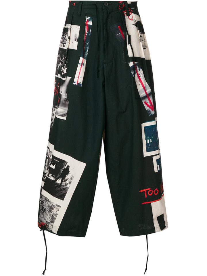 Yohji Yamamoto Printed Bloomer Trousers - Black