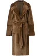 Liska Oversized Single-breasted Coat - Brown