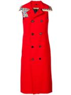 Marni Hooded Sleeveless Double Breasted Coat - Red