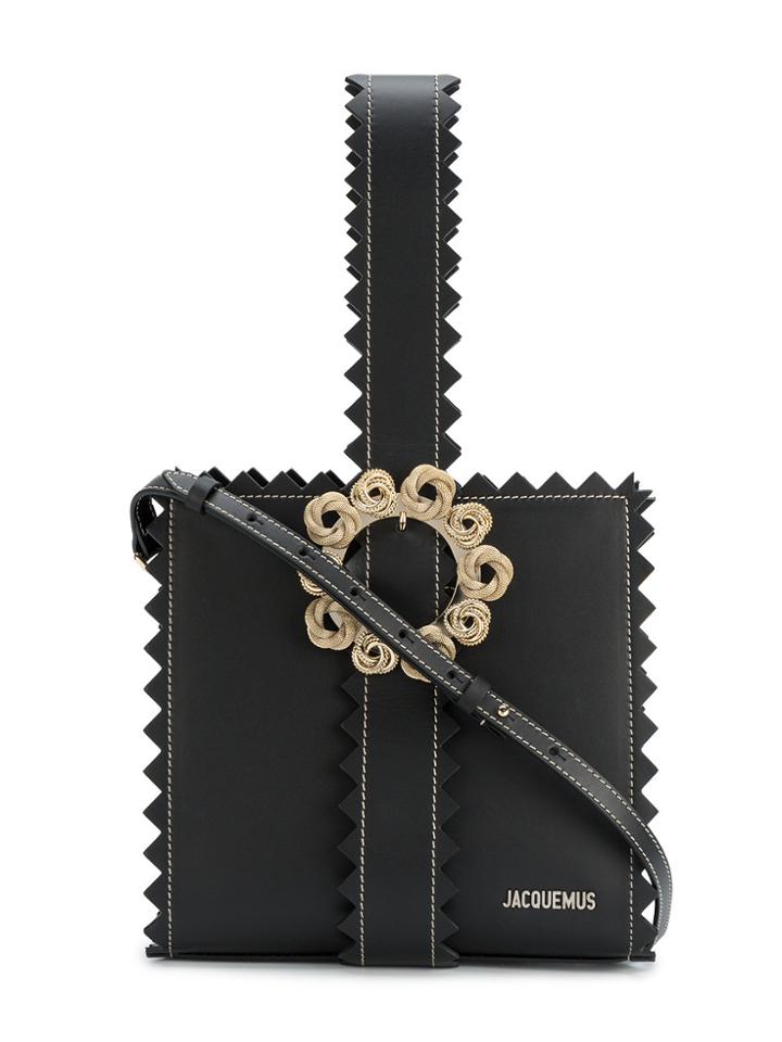 Jacquemus Black Le Sac Gitan Zigzag Leather Tote Bag