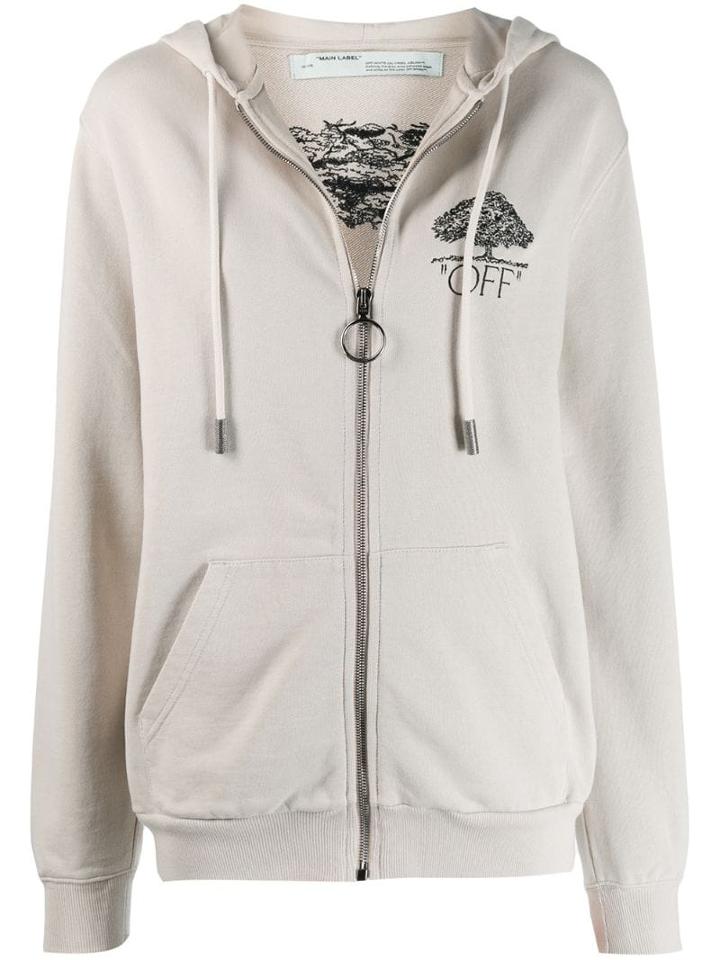 Off-white Arrows Printed Zipped Hoodie - Neutrals