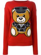 Moschino 'biker Teddy Bear' Jumper, Women's, Size: Small, Red, Virgin Wool