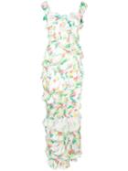 Yuhan Wang Rose Print Ruched Dress - White