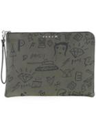 Roar - Doodle Clutch Bag - Men - Pvc - One Size, Green, Pvc