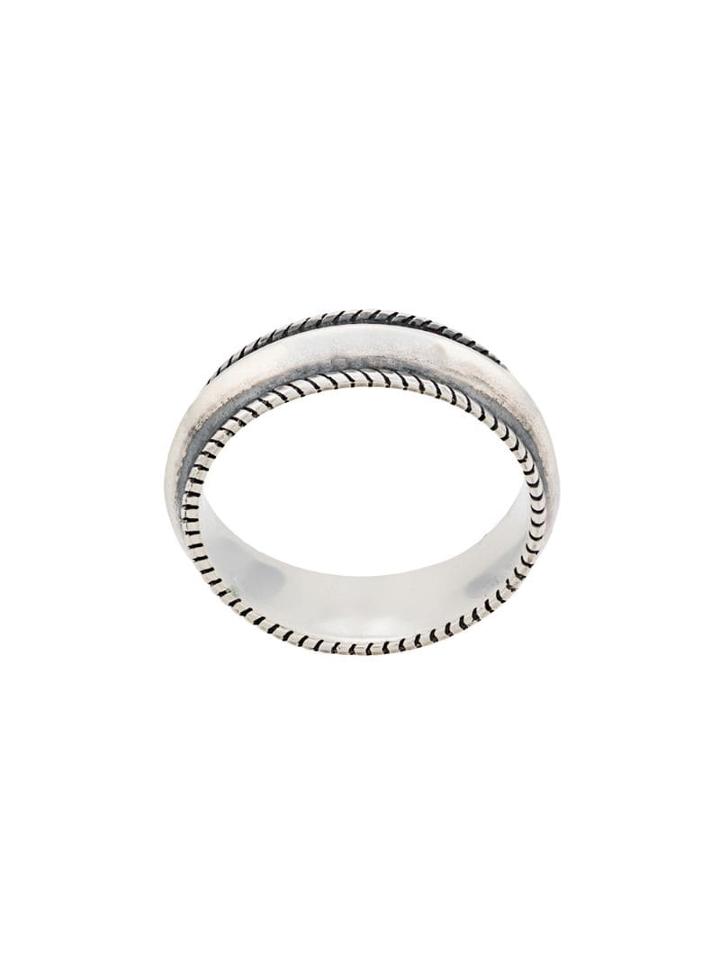 Ugo Cacciatori Engraved Band Ring - Silver