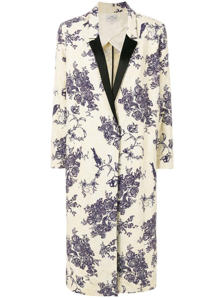 Forte Forte Floral Print Coat - Nude & Neutrals