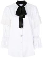 Dolce & Gabbana Frill Trim Sleeves Shirt With Pussy Bow - White