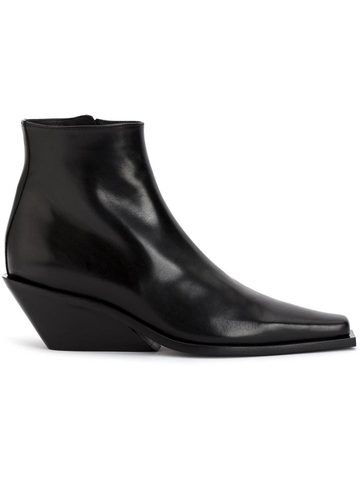 Ann Demeulemeester Slanted Heel Ankle Boots - Black