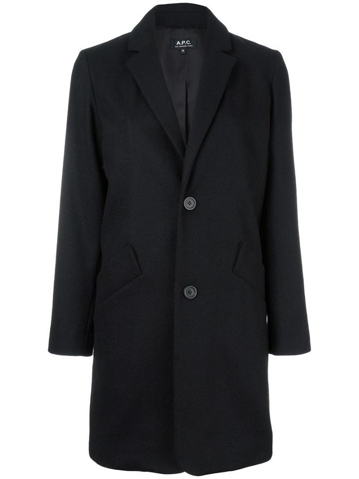 A.p.c. Classic Buttoned Coat, Women's, Size: 38, Black, Viscose/wool