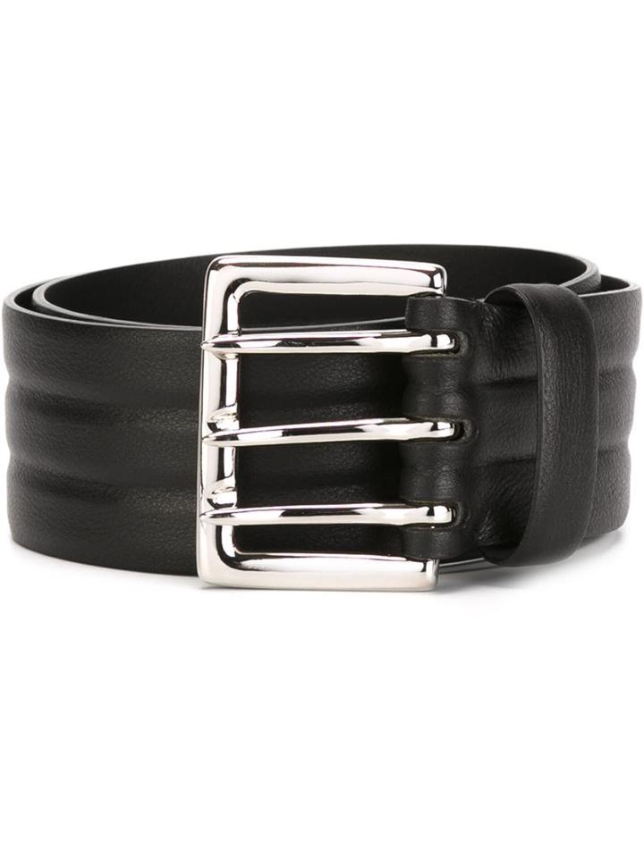 Maison Margiela Triple Folk Buckle Belt, Women's, Size: Small, Black, Calf Leather