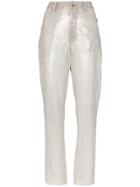 Ashish Sequin Embellished Boyfriend Jeans - Silver