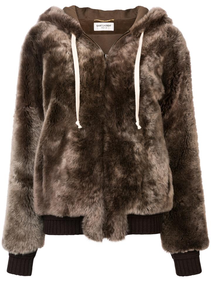Saint Laurent Zip Hoodie - Brown
