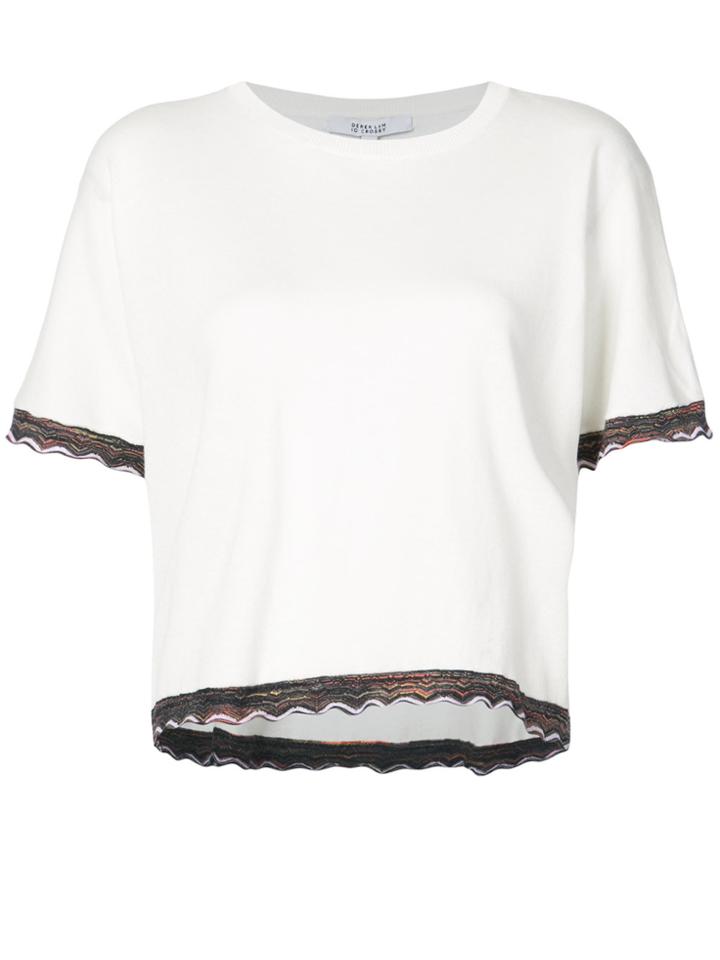 Derek Lam 10 Crosby Short Sleeve Sweater With Rib Trim - White