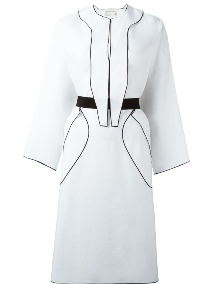 Maison Rabih Kayrouz Contrast Piped Trim Dress, Women's, Size: 36, White, Cotton