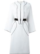 Maison Rabih Kayrouz Contrast Piped Trim Dress, Women's, Size: 36, White, Cotton