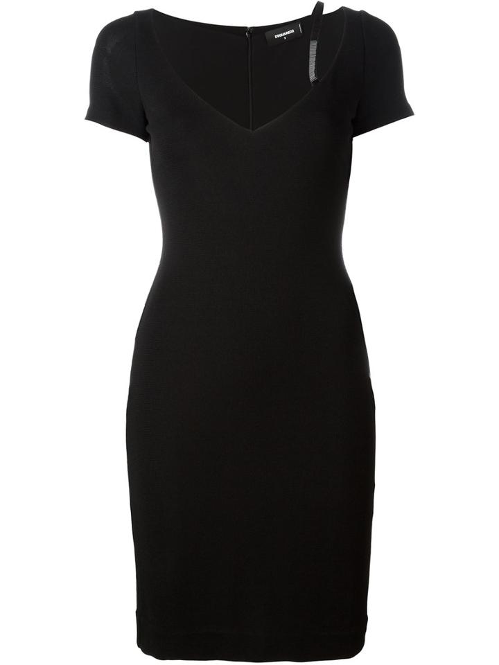 Dsquared2 V-neck Dress, Women's, Size: Large, Black, Viscose/polyamide/spandex/elastane