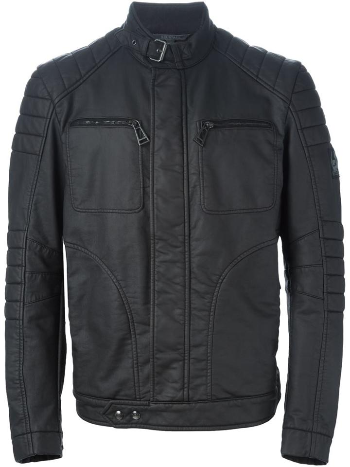 Belstaff Band Collar Biker Jacket, Men's, Size: 50, Black, Cotton