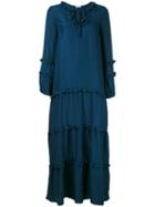 P.a.r.o.s.h. - Frill Trim Tent Dress - Women - Silk - Xs, Blue, Silk