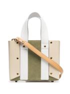 Yuzefi Green Open Leather And Suede Tote