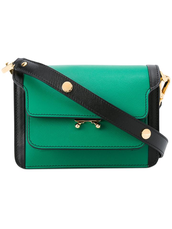 Marni Trunk Mini Shoulder Bag, Women's, Green, Calf Leather