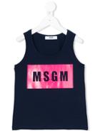 Msgm Kids - Logo Print Tank Top - Kids - Cotton - 10 Yrs, Blue