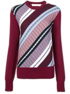 Victoria Beckham Diagonal Stripes Knit Sweater - Red