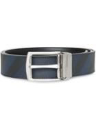 Burberry Reversible London Check And Leather Belt - Blue
