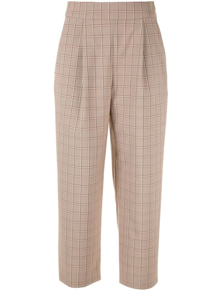 Ballsey Check Cropped Trousers - Brown