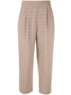 Ballsey Check Cropped Trousers - Brown