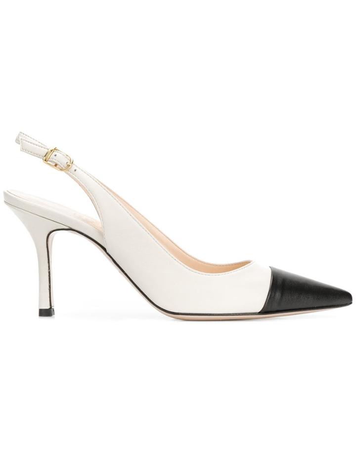 Marc Ellis Contrasting Toe Slingback Pumps - White