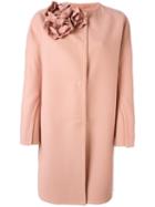 Ermanno Scervino Floral Corsage Coat, Women's, Size: 46, Pink/purple, Cupro/virgin Wool