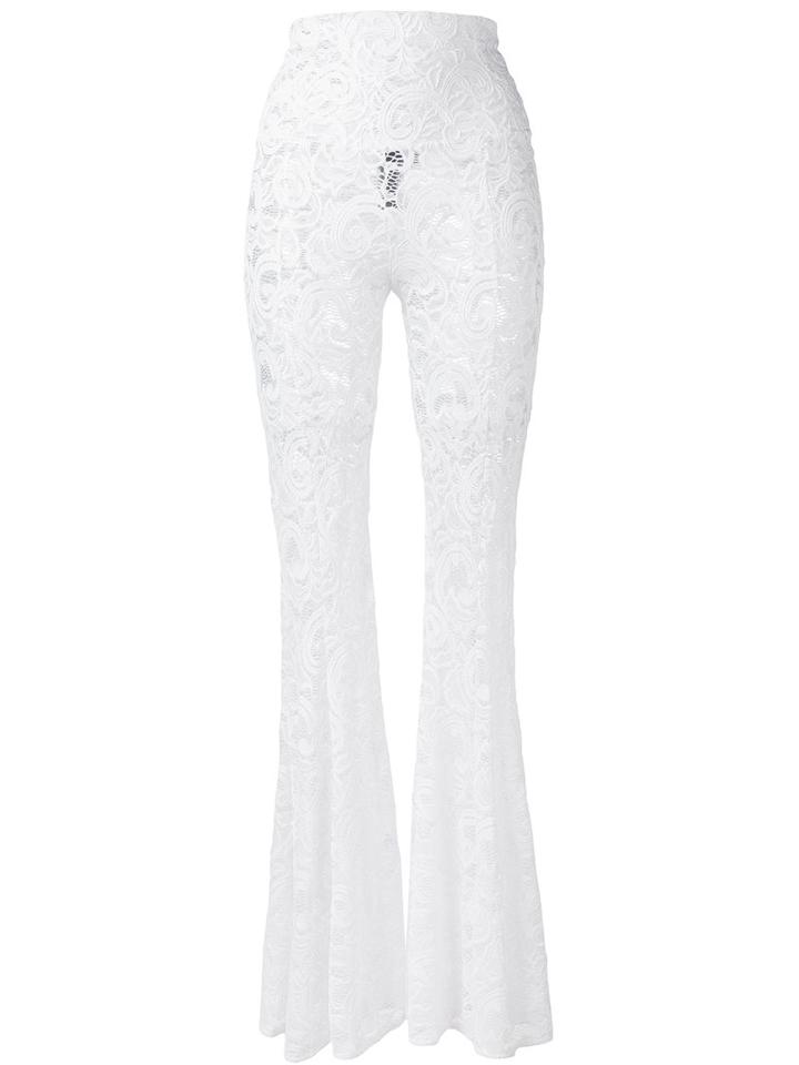 Norma Kamali - Lace Flared Trousers - Women - Nylon/spandex/elastane - S, White, Nylon/spandex/elastane