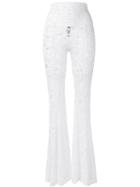 Norma Kamali - Lace Flared Trousers - Women - Nylon/spandex/elastane - S, White, Nylon/spandex/elastane