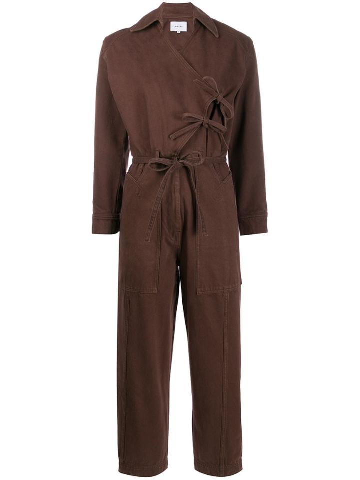 Nanushka Naki Front Tie Jumpsuit - Brown