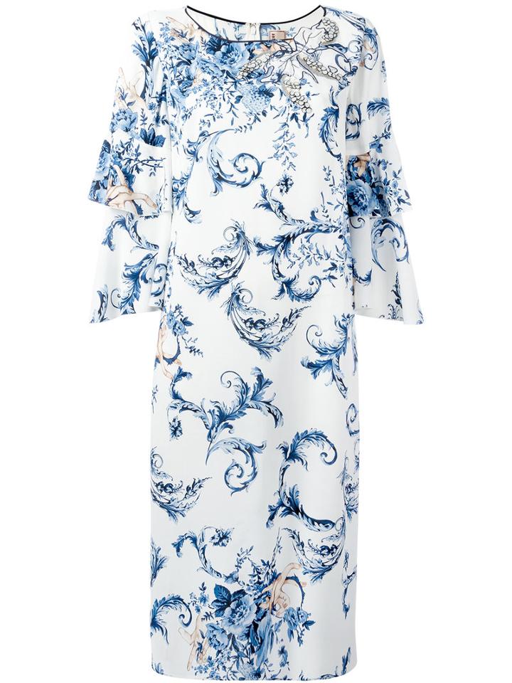 Antonio Marras - Ruffle Sleeve Dress - Women - Spandex/elastane/cupro/viscose - 44, White, Spandex/elastane/cupro/viscose