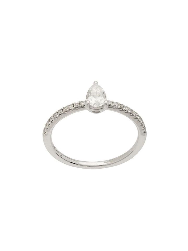 Anita Ko 18kt White Gold Diamond Pear Ring - Silver
