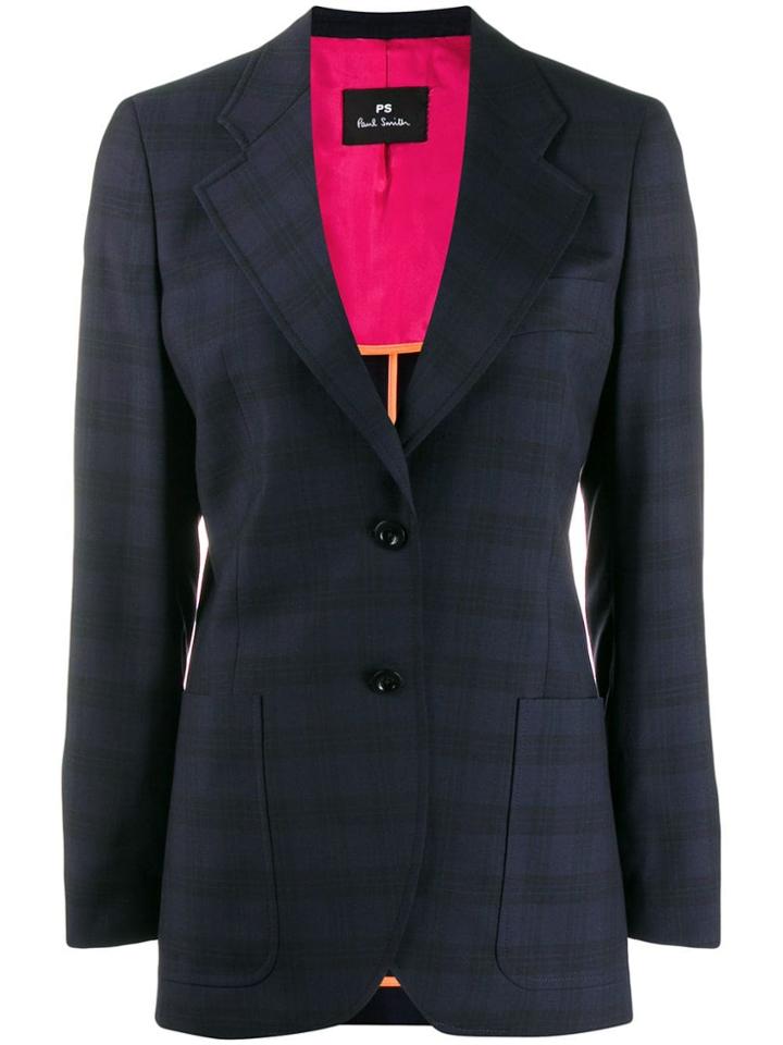 Ps Paul Smith Checked Wool Blazer - Blue