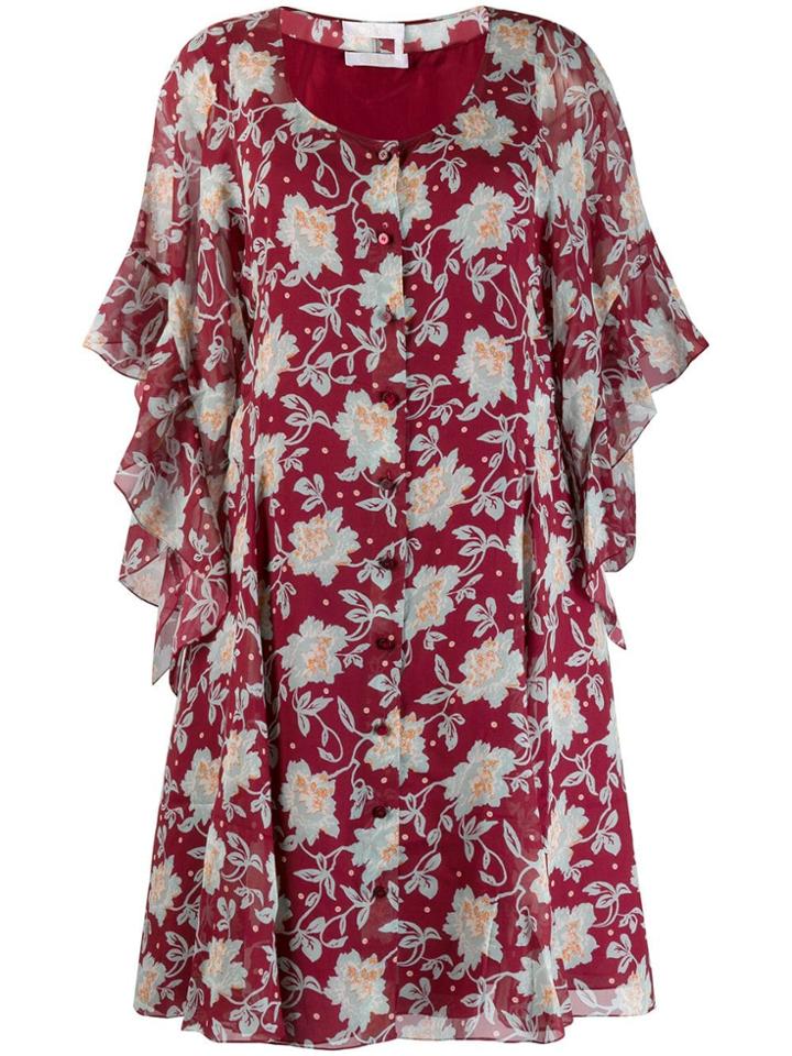 Chloé Short Floral Print Dress - Red