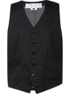 Ganryu Comme Des Garcons Buttoned Waistcoat, Men's, Size: Medium, Black, Cotton/polyester