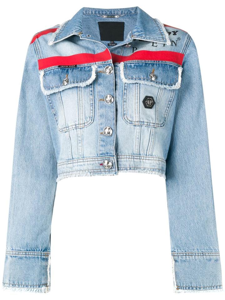 Philipp Plein X Playboy Stripe Denim Jacket - Blue