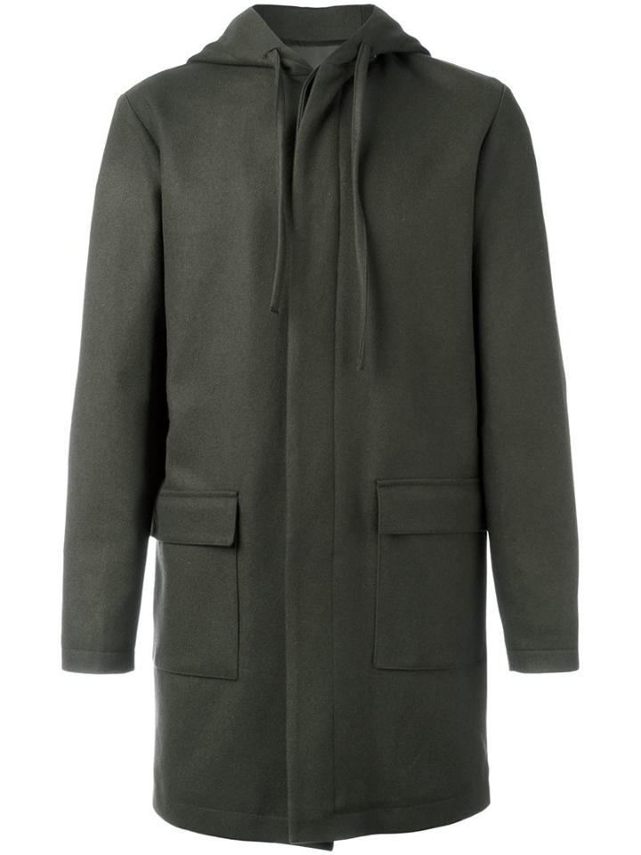 Harmony Paris Single Breasted Hooded Coat, Men's, Size: 52, Green, Viscose/wool/polyamide