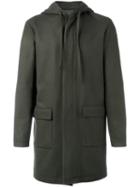 Harmony Paris Single Breasted Hooded Coat, Men's, Size: 52, Green, Viscose/wool/polyamide