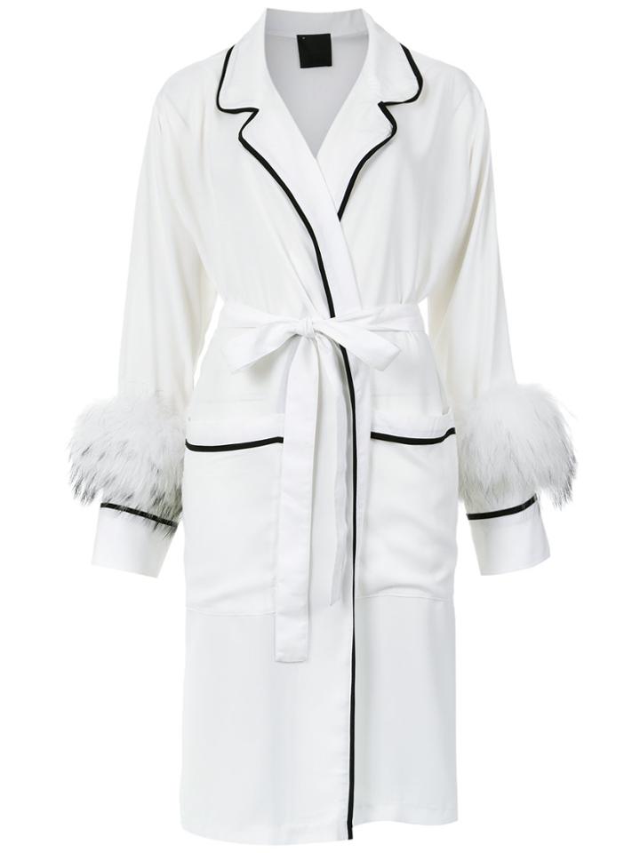 Andrea Bogosian Feather Trimming Robe - White