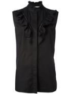 Stella Mccartney Ruffle Detail Sleeveless Shirt, Women's, Size: 42, Black, Cotton