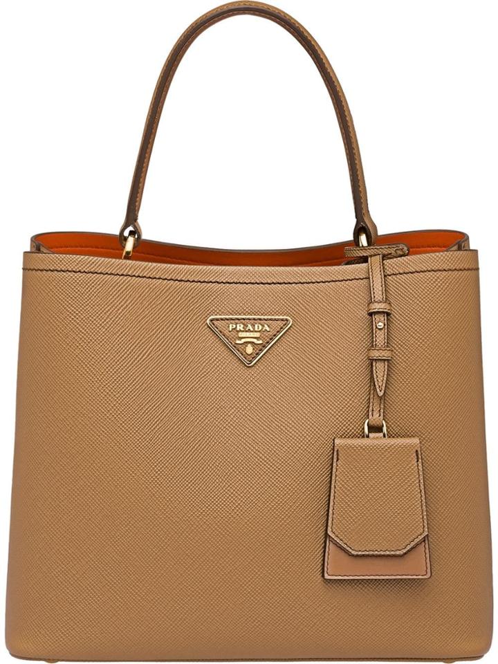 Prada Double Saffiano Leather Bag - Brown