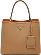 Prada Double Saffiano Leather Bag - Brown