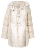 Ermanno Scervino Fur Trim Padded Coat - Nude & Neutrals