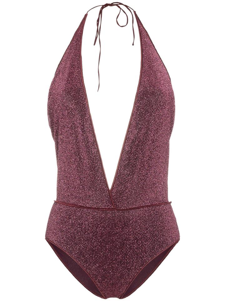 Oseree V-neck Lumière Maillot Swimsuit - Pink & Purple
