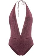 Oseree V-neck Lumière Maillot Swimsuit - Pink & Purple