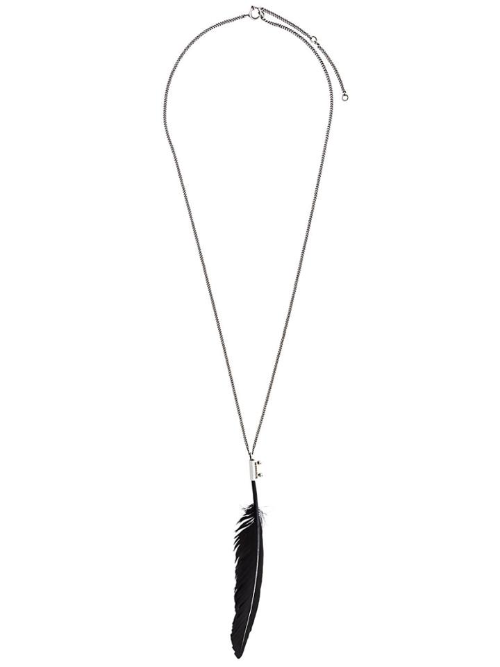 Ann Demeulemeester Feather Drop Necklace - Black